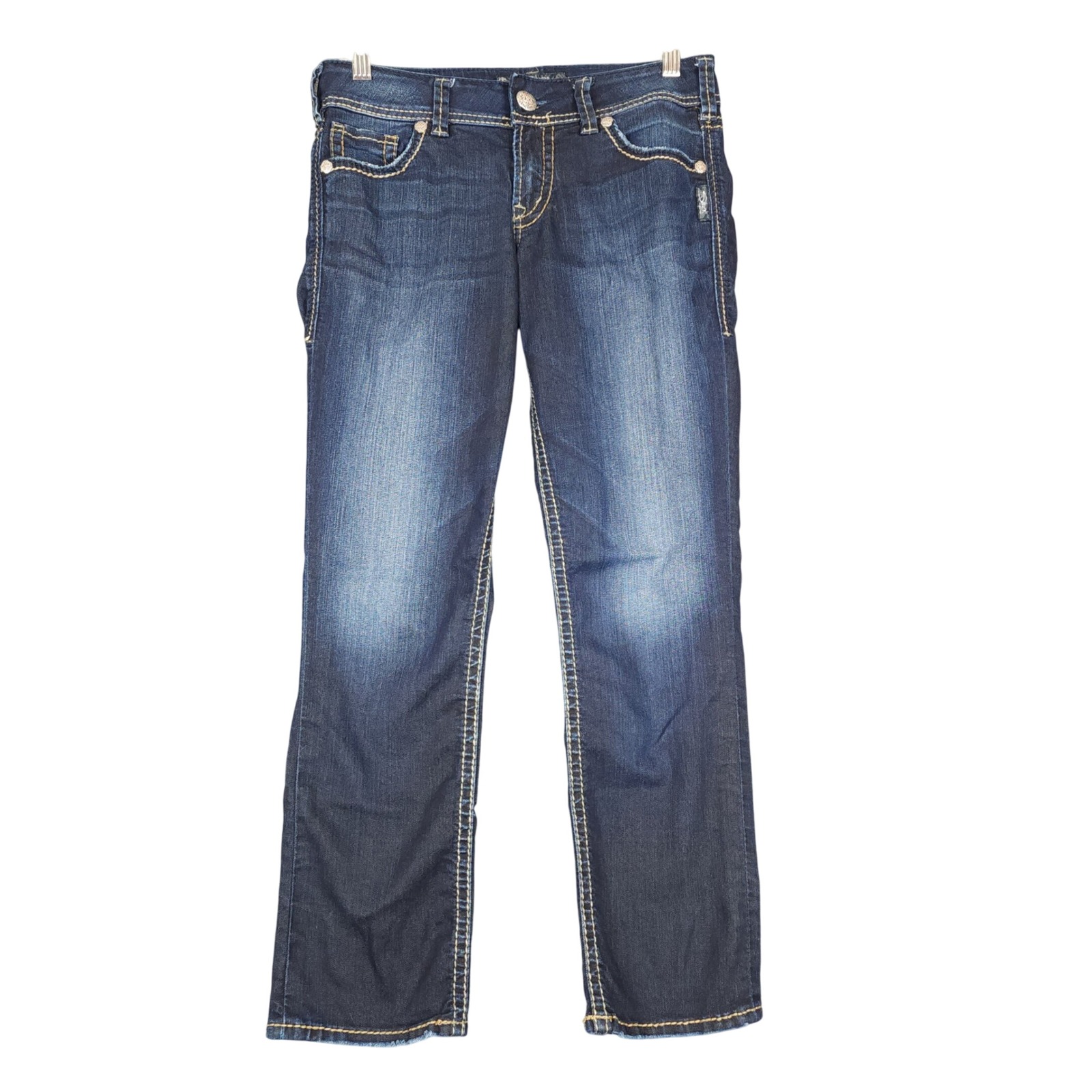 Silver Jeans Co Suki Capri Dark Wash Embellished Denim Jeans W26